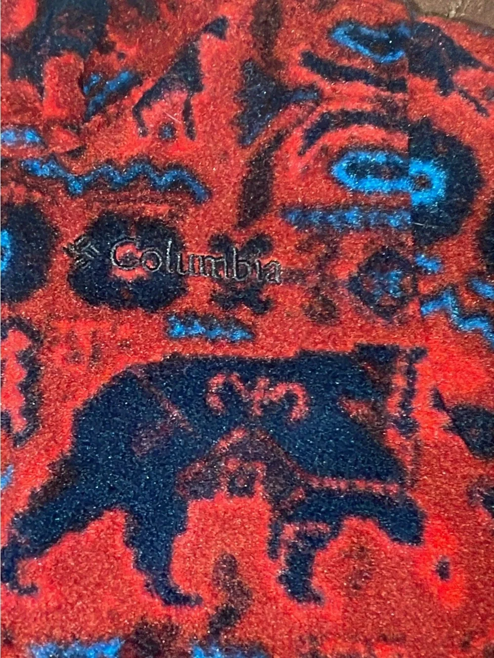 Columbia Red Patterned Hooded One-Piece Footie